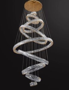 Nowoczesna Kryształowa Lampa Wisząca Loreno Żyrandol Glamour Okrągłe Ringi w Kolorze Złotym