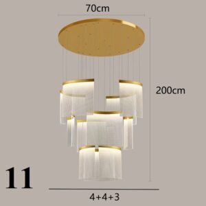 Nowoczesna Minimalistyczna Designerska Lampa Wisząca Twist Żyrandol Glamour w Kolorze Czarnym i Złotym