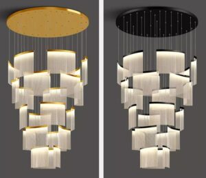 Nowoczesna Minimalistyczna Designerska Lampa Wisząca Twist Żyrandol Glamour w Kolorze Czarnym i Złotym