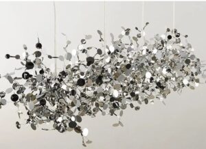 Nowoczesna Metalowa Designerska Lampa Wisząca Monete w Kolorze Złotym i Srebrnym