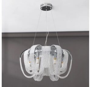 Nowoczesna Kryształowa Lampa Wisząca Ambrella Żyrandol Glamour w Kolorze Srebrnym i Złotym