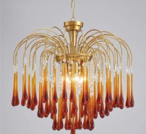 Elegancka Kryształowa Lampa Wisząca Lady Żyrandol Vintage w Kolorze Złotym