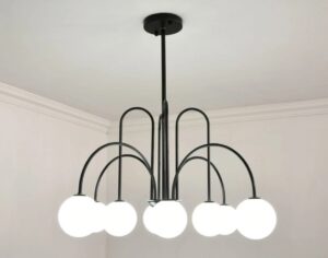 Nowoczesna Skandynawska Metalowa Lampa Wisząca Neri Żyrandol w Kolorze Czarnym, Białym i Złotym