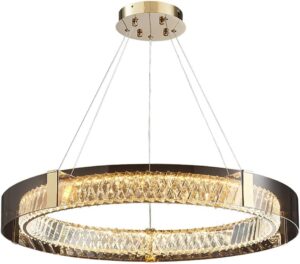 Nowoczesna Kryształowa Lampa Wisząca Bellini Żyrandol Ring Glamour w Kolorze Złotym