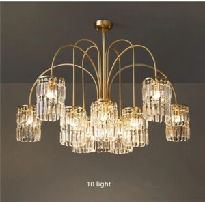 Nowoczesna Kryształowa Lampa Sufitowa Giell Żyrandol Glamour w Kolorze Złotym