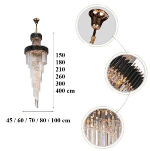 Nowoczesna Kryształowa Lampa Wisząca Elza Żyrandol Glamour w Kolorze Złotym i Czarnym