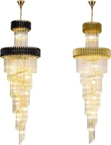 Nowoczesna Kryształowa Lampa Wisząca Elza Żyrandol Glamour w Kolorze Złotym i Czarnym