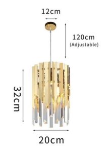 Nowoczesna Kryształowa Designerska Lampa Wisząca Aspen Glamour w Kolorze Złotym i Srebrnym