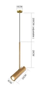 Nowoczesna Metalowa Lampa Sufitowa Reflektor Akadi Tube w Kolorze Złotym i Czarnym