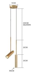 Nowoczesna Metalowa Lampa Sufitowa Reflektor Akadi Tube w Kolorze Złotym i Czarnym