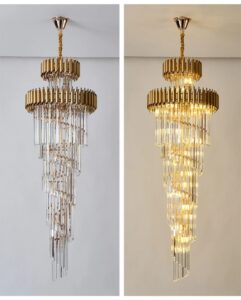 Nowoczesna Kryształowa Lampa Wisząca Elza Żyrandol Glamour w Kolorze Złotym i Czarnym