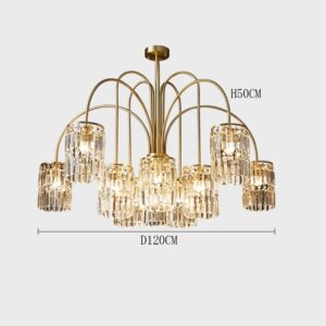 Nowoczesna Kryształowa Lampa Sufitowa Giell Żyrandol Glamour w Kolorze Złotym