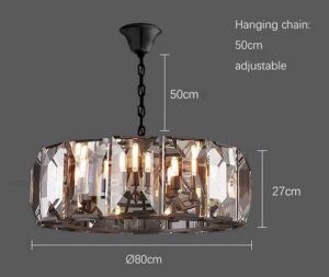 Nowoczesna Kryształowa Lampa Wisząca Vitaluce Żyrandol Glamour w Kolorze Złotymi Czarnym