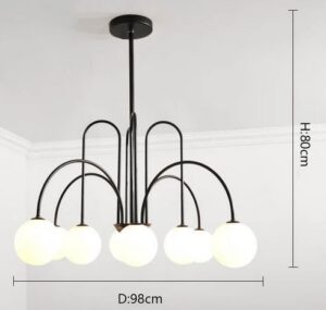 Nowoczesna Skandynawska Metalowa Lampa Wisząca Neri Żyrandol w Kolorze Czarnym, Białym i Złotym