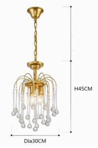 Elegancka Kryształowa Lampa Wisząca Lady Żyrandol Vintage w Kolorze Złotym