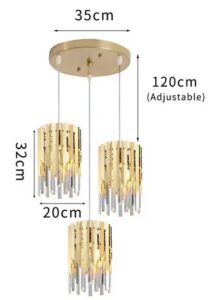 Nowoczesna Kryształowa Designerska Lampa Wisząca Aspen Glamour w Kolorze Złotym i Srebrnym