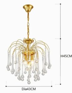 Elegancka Kryształowa Lampa Wisząca Lady Żyrandol Vintage w Kolorze Złotym