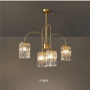 Nowoczesna Kryształowa Lampa Sufitowa Giell Żyrandol Glamour w Kolorze Złotym