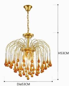 Elegancka Kryształowa Lampa Wisząca Lady Żyrandol Vintage w Kolorze Złotym