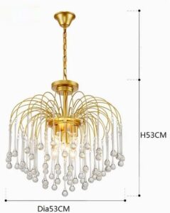 Elegancka Kryształowa Lampa Wisząca Lady Żyrandol Vintage w Kolorze Złotym