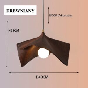 Nowoczesna Lampa Wisząca Wabi-Sabi Volang w Stylu Japońskim w Kolorze Białym, Czarnym i Drewnianym