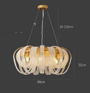 Nowoczesna Kryształowa Lampa Wisząca Ambrella Żyrandol Glamour w Kolorze Srebrnym i Złotym