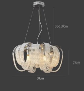 Nowoczesna Kryształowa Lampa Wisząca Ambrella Żyrandol Glamour w Kolorze Srebrnym i Złotym