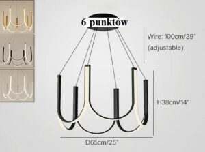 Nowoczesna Skandynawska Designerska Lampa Wisząca Arpel w Kolorze Czarnym, Białym i Złotym