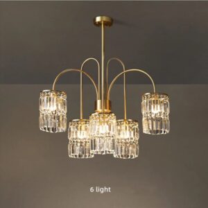 Nowoczesna Kryształowa Lampa Sufitowa Giell Żyrandol Glamour w Kolorze Złotym