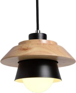 Nowoczesna Skandynawska Drewniana Lampa Wisząca Mono w Kolorze Białym i Czarnym