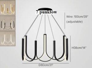 Nowoczesna Skandynawska Designerska Lampa Wisząca Arpel w Kolorze Czarnym, Białym i Złotym