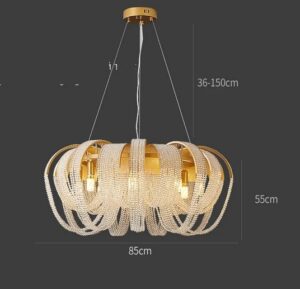 Nowoczesna Kryształowa Lampa Wisząca Ambrella Żyrandol Glamour w Kolorze Srebrnym i Złotym