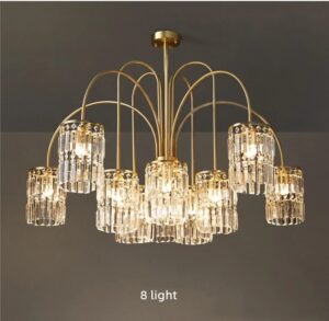 Nowoczesna Kryształowa Lampa Sufitowa Giell Żyrandol Glamour w Kolorze Złotym