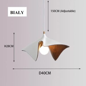 Nowoczesna Lampa Wisząca Wabi-Sabi Volang w Stylu Japońskim w Kolorze Białym, Czarnym i Drewnianym