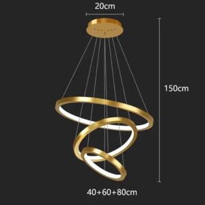 Nowoczesna Designerska Lampa Wisząca Ring Slim Żyrandol Obręcze w Kolorze Złotym