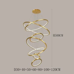 Nowoczesna Designerska Lampa Wisząca Ring Slim Żyrandol Obręcze w Kolorze Złotym