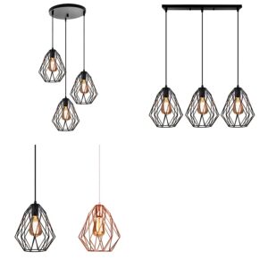 Nowoczesna Skandynawska Metalowa Lampa Wisząca Giulia w Kolorze Czarnym i Złotym