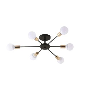 Nowoczesna Skandynawska Metalowa Lampa Sufitowa Atomic Żyrandol w Kolorze Czarnym, Białym i Złotym