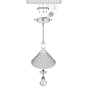 Nowoczesna Wisząca Skandynawska Metalowa Lampa Sufitowa Rebecca w Kolorze Czarnym, Złotym, Szarym i Białym