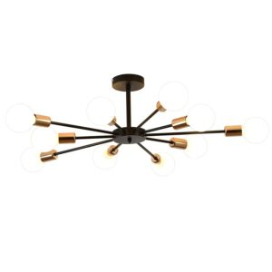 Nowoczesna Skandynawska Metalowa Lampa Sufitowa Atomic Żyrandol w Kolorze Czarnym, Białym i Złotym