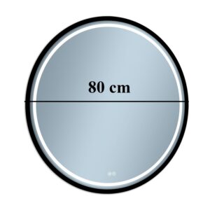 Lustro uniwersalne Baltic okrągłe podświetlane LED z czarną ramą