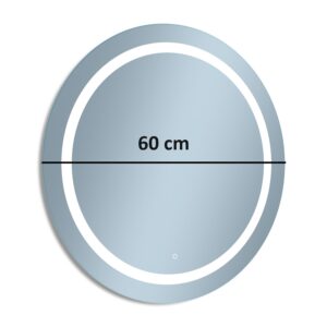 Lustro uniwersalne Ring okrągłe podświetlane LED z włącznikiem dotykowym LED w rozmiarze 60 cm