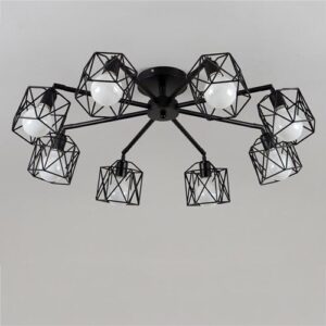 Nowoczesna Skandynawska Metalowa Lampa Sufitowa Vitaluce Żyrandol w Kolorze Czarnym