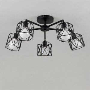 Nowoczesna Skandynawska Metalowa Lampa Sufitowa Vitaluce Żyrandol w Kolorze Czarnym