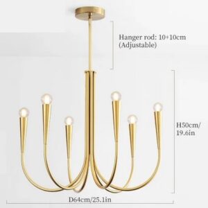 Nowoczesna Skandynawska Metalowa Lampa Wisząca Snoob Żyrandol w Kolorze Czarnym i Złotym