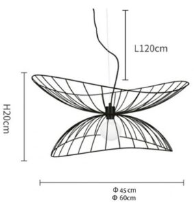 Nowoczesna Skandynawska Metalowa Lampa Wisząca Libellule w Kolorze Czarnym, Białym i Złotym