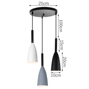 Nowoczesna Skandynawska Metalowa Lampa Wisząca Solin w Kolorze Czarnym, Szarym i Białym