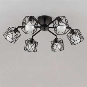 Nowoczesna Skandynawska Metalowa Lampa Sufitowa Vitaluce Żyrandol w Kolorze Czarnym