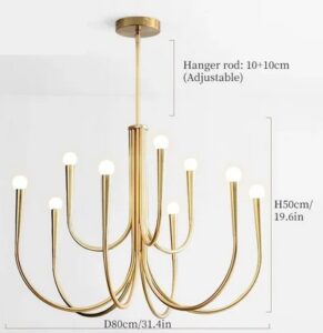 Nowoczesna Skandynawska Metalowa Lampa Wisząca Snoob Żyrandol w Kolorze Czarnym i Złotym