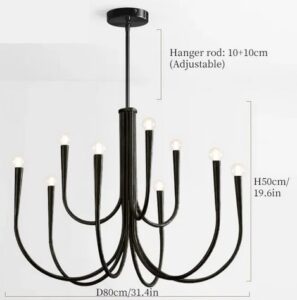 Nowoczesna Skandynawska Metalowa Lampa Wisząca Snoob Żyrandol w Kolorze Czarnym i Złotym